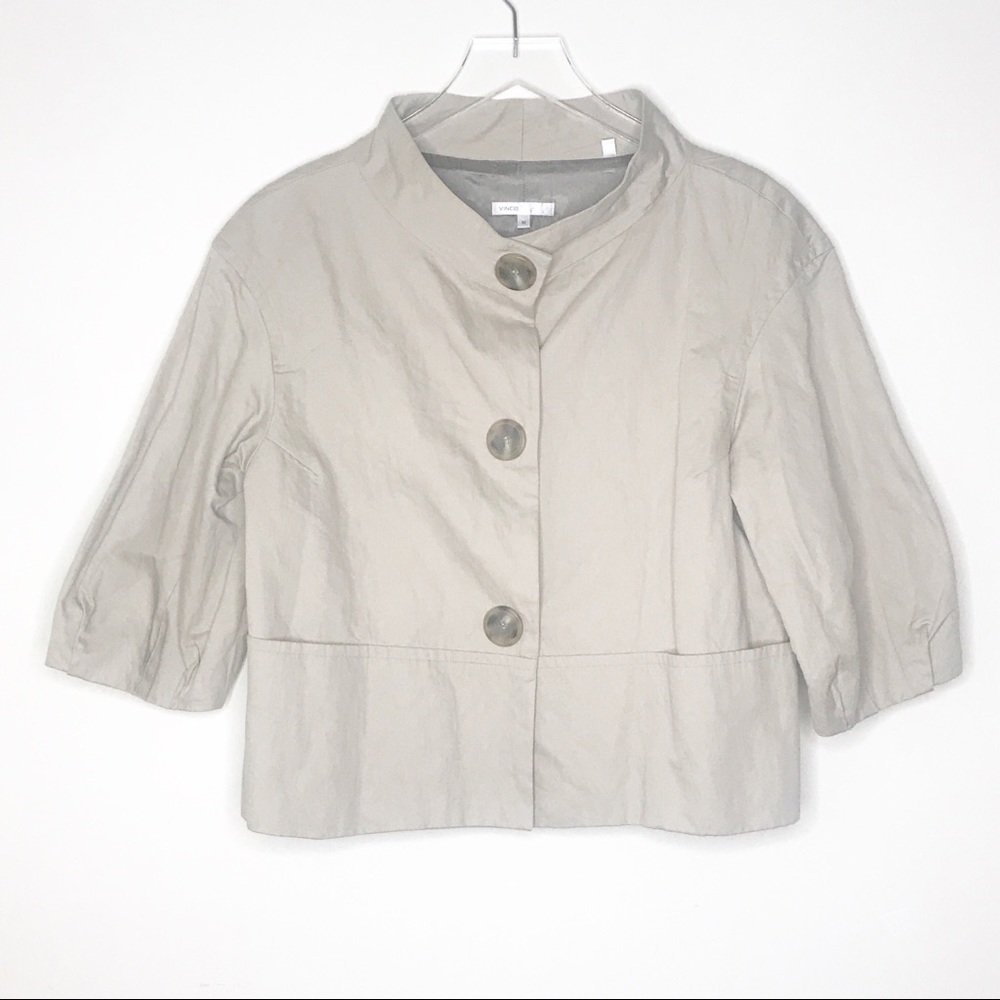 Vince | Tan Cropped Puff Sleeve Blazer Size M